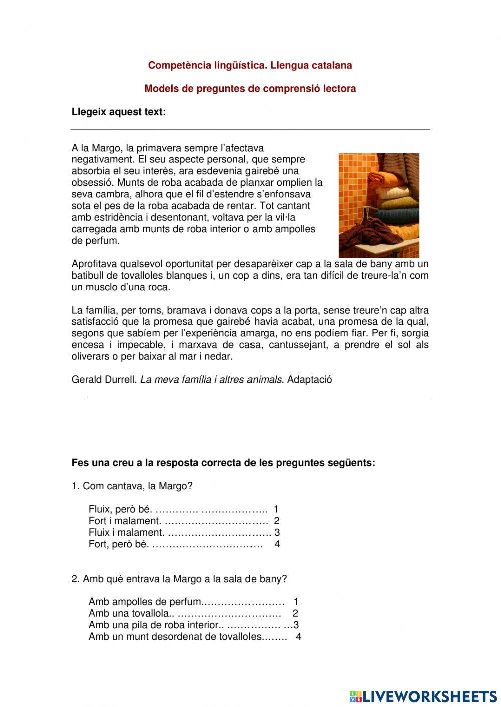 Comprensió lectora Cicle Superior