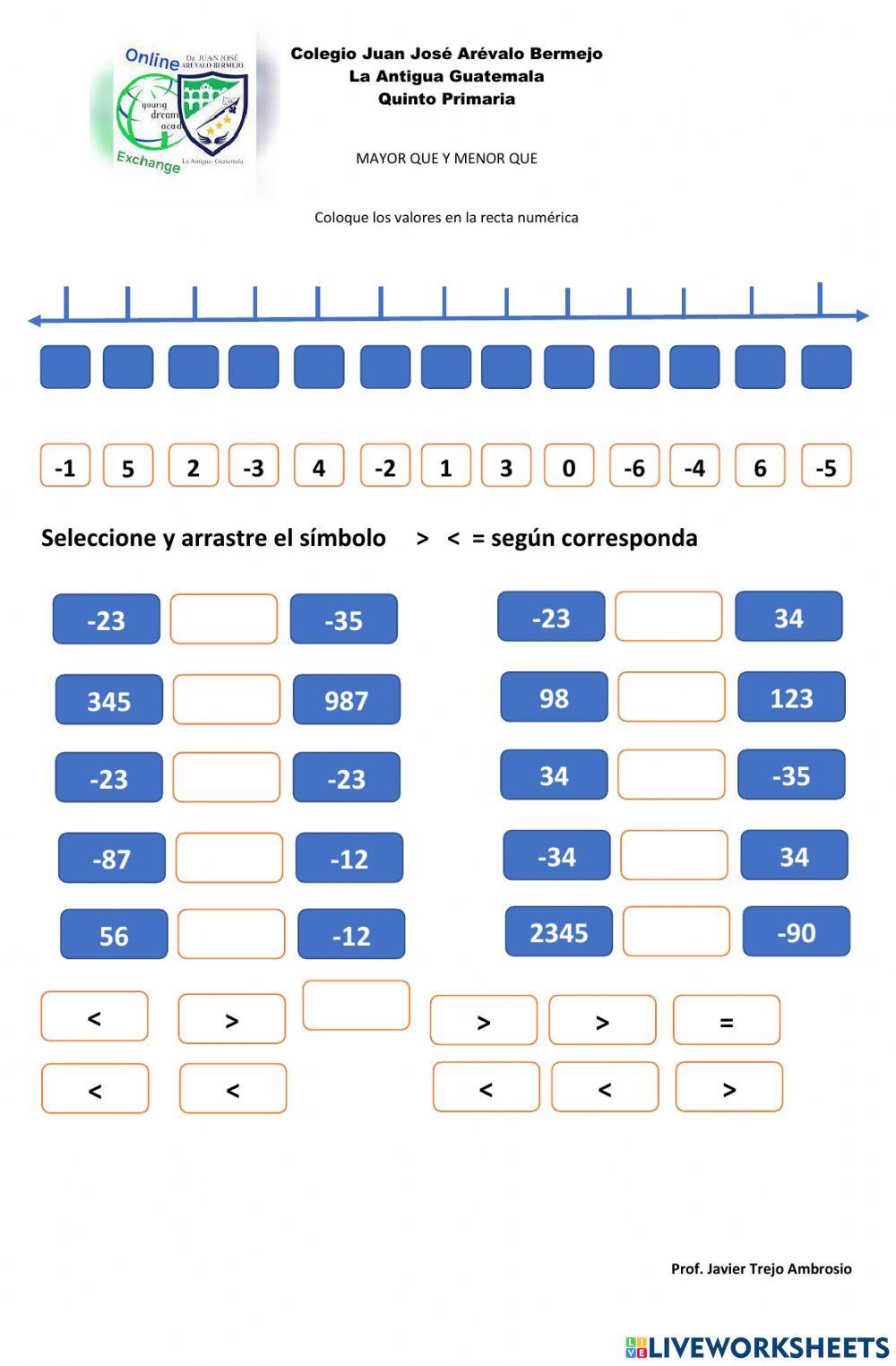 Mayor que, Menor que, Igual a