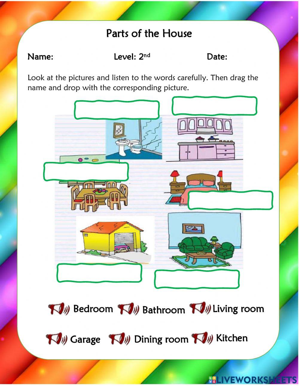 Parts of the House online exercise for 12 Live Worksheets