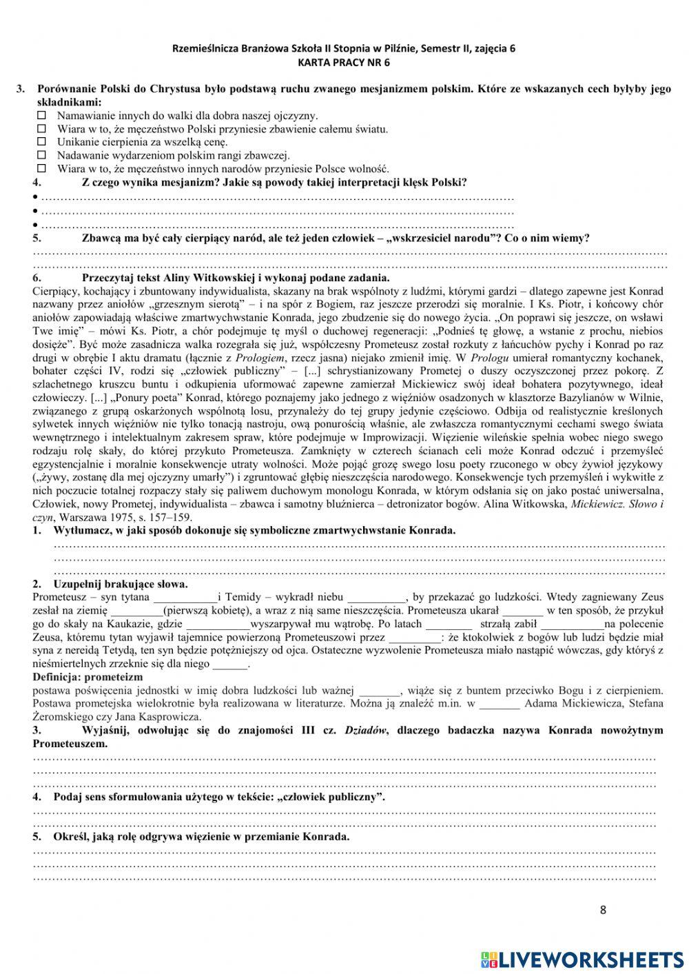 Rzemieślnicza Branżowa Szkoła II Stopnia w Pilźnie, semestr II, zajęcia 6