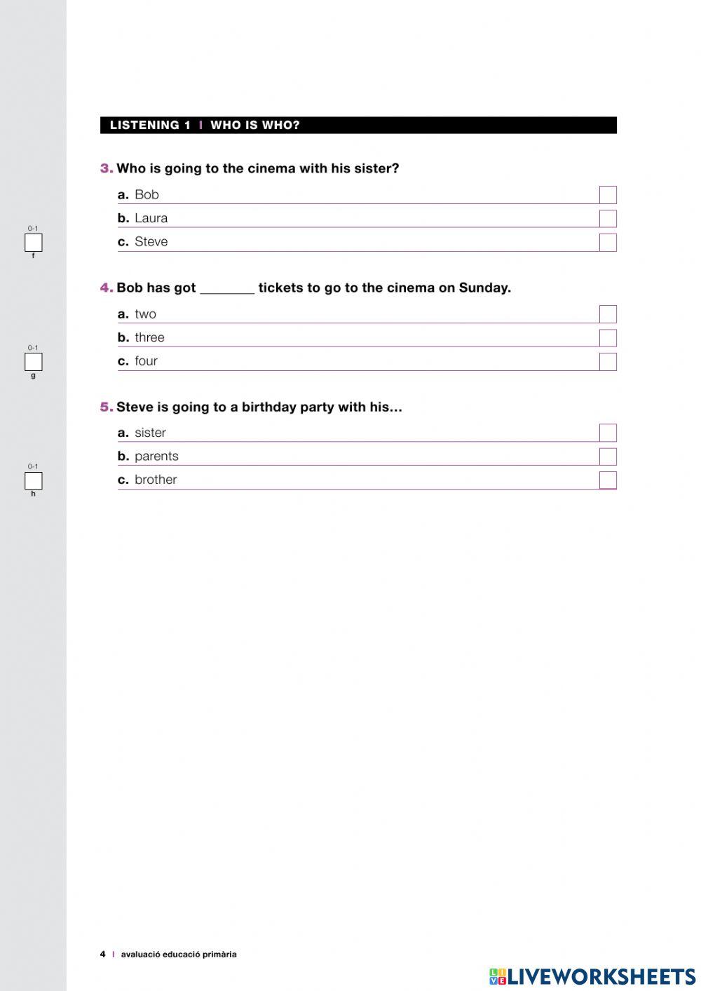 Listening CCBB - 6th grade