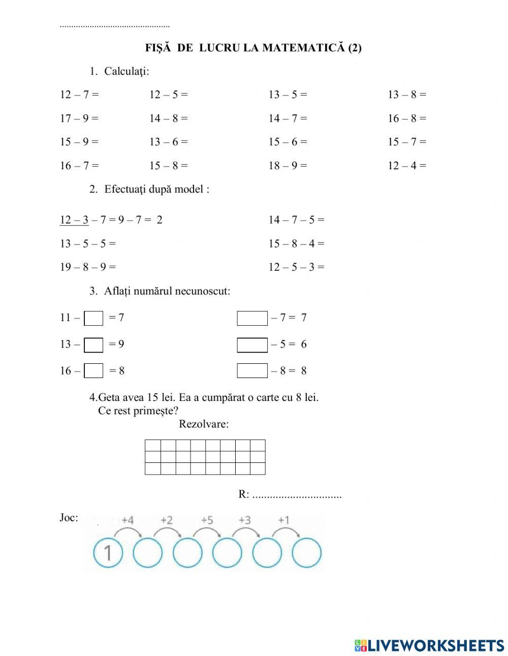 Scaderea cu trecere peste ordin 0 - 20
