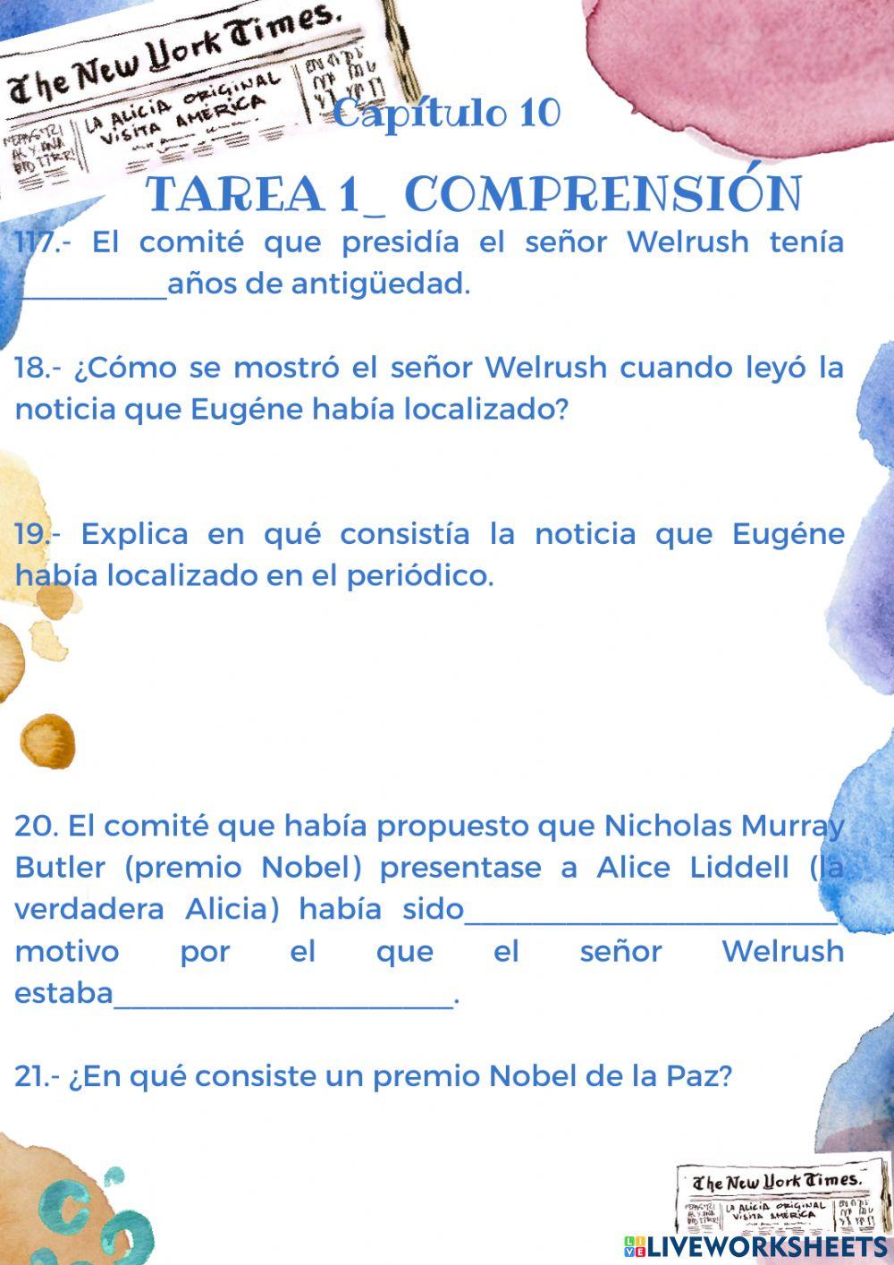 Capítulo 10 prohibido leer a lewis carroll- tarea 1