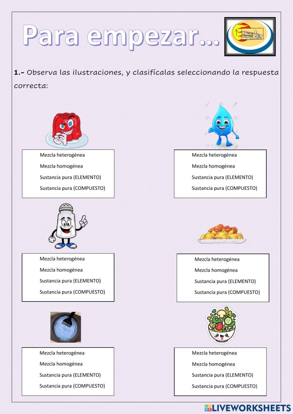 Clasificación de la materia