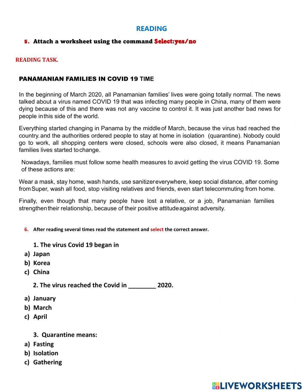 Covid 19 free activity | Live Worksheets