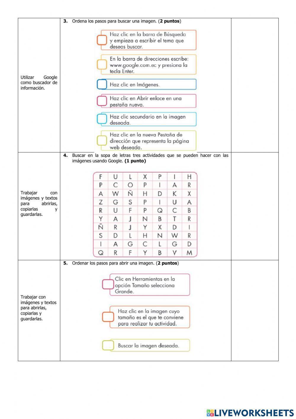 Evaluación de Computación Tercer Grado del Tercer Parcial