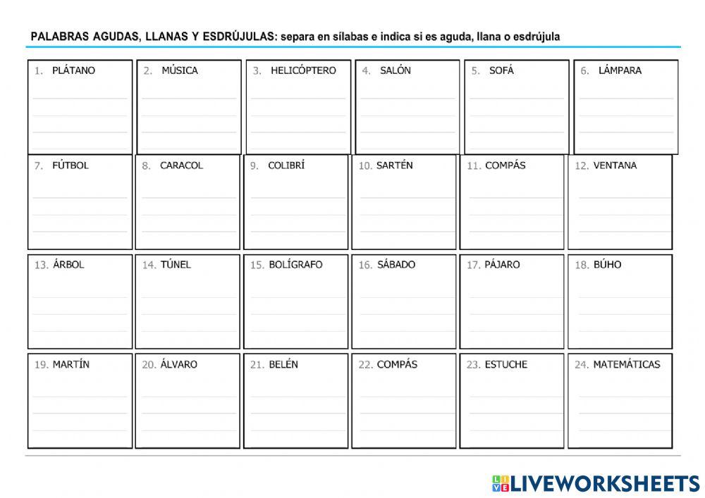 Agudas, llanas y esdrújulas