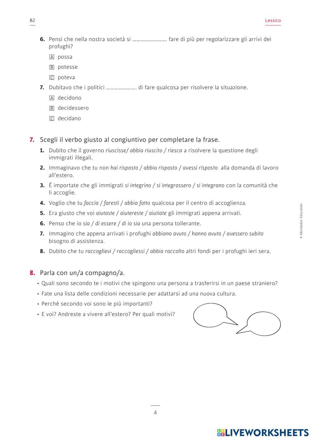 Gli immigrati-Lessico