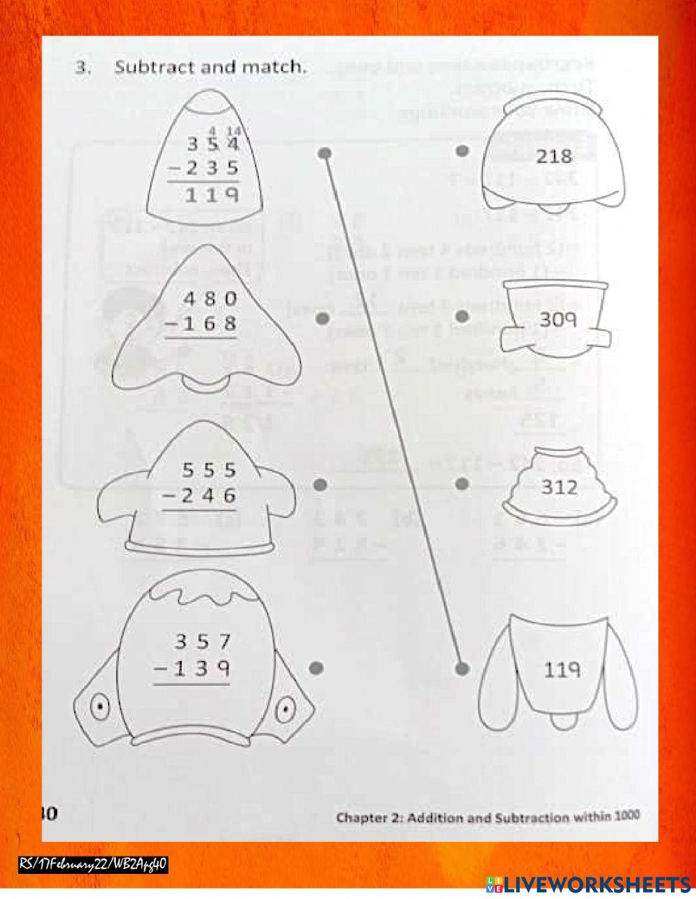 Subtraction with regrouping WBpg 39&40