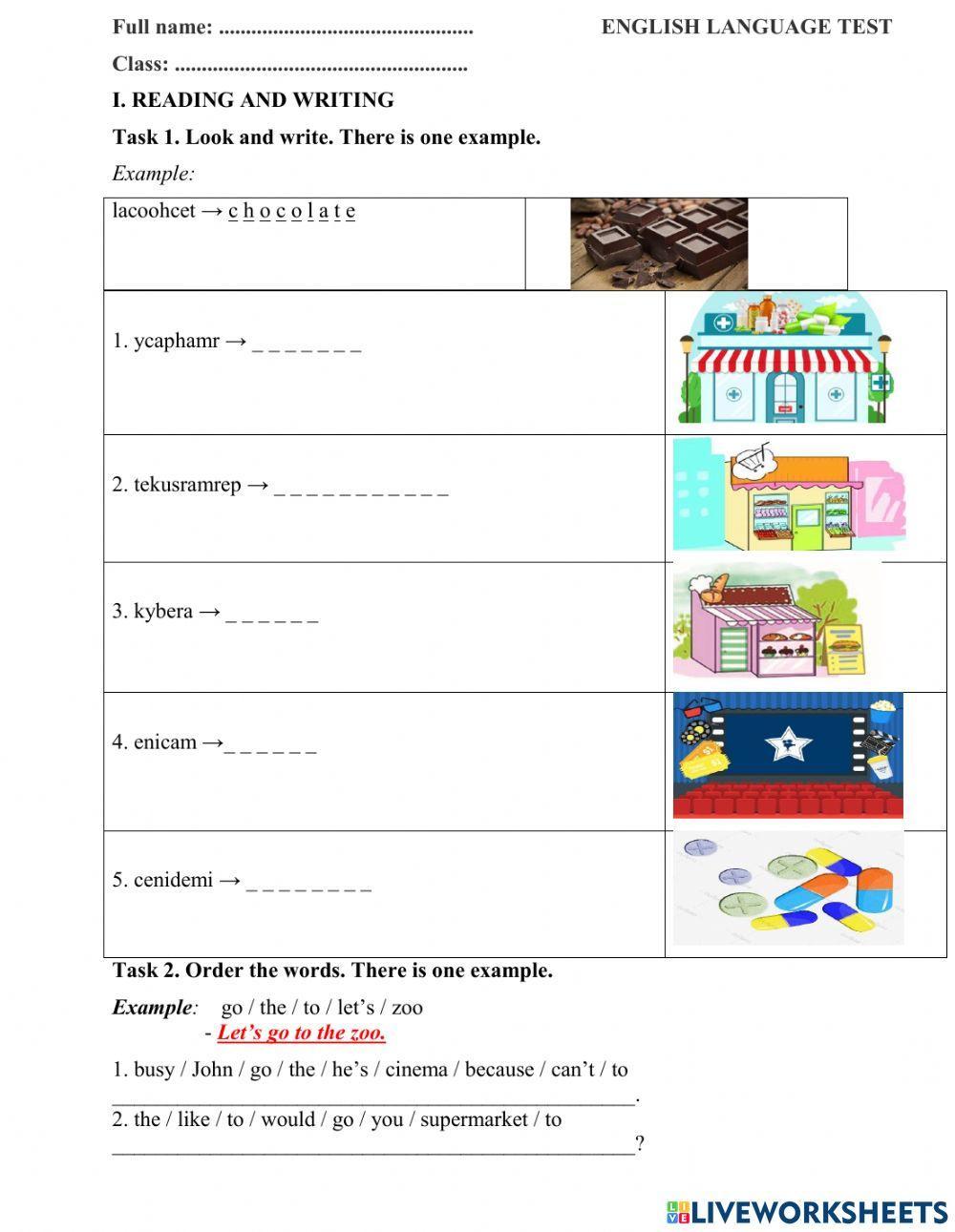 Unit 16: Let's go to the bookshop