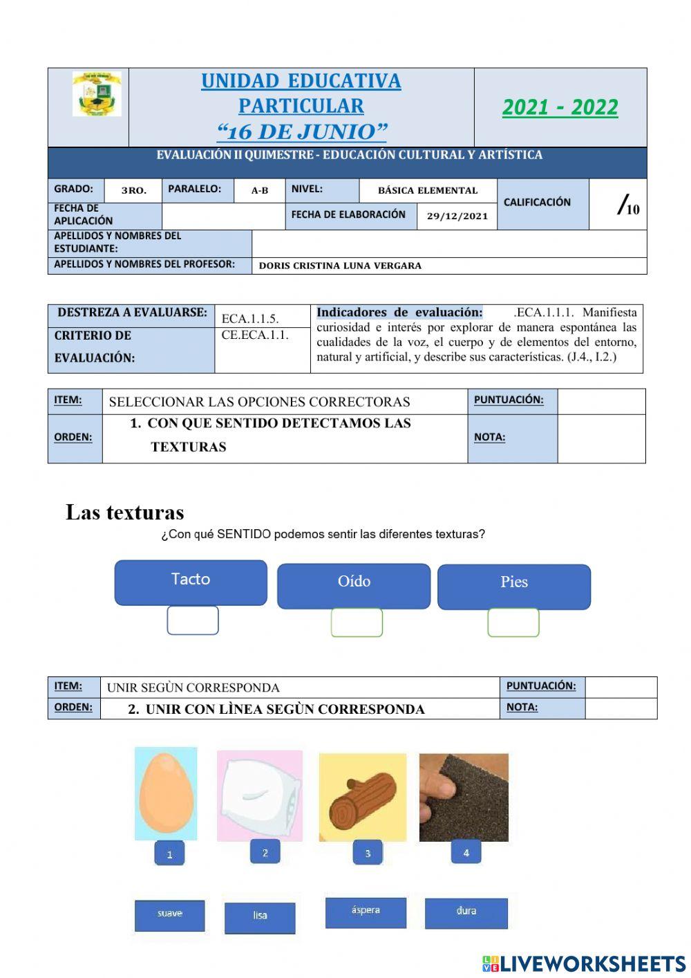 Evaluacion ii quimestre eca 3ro
