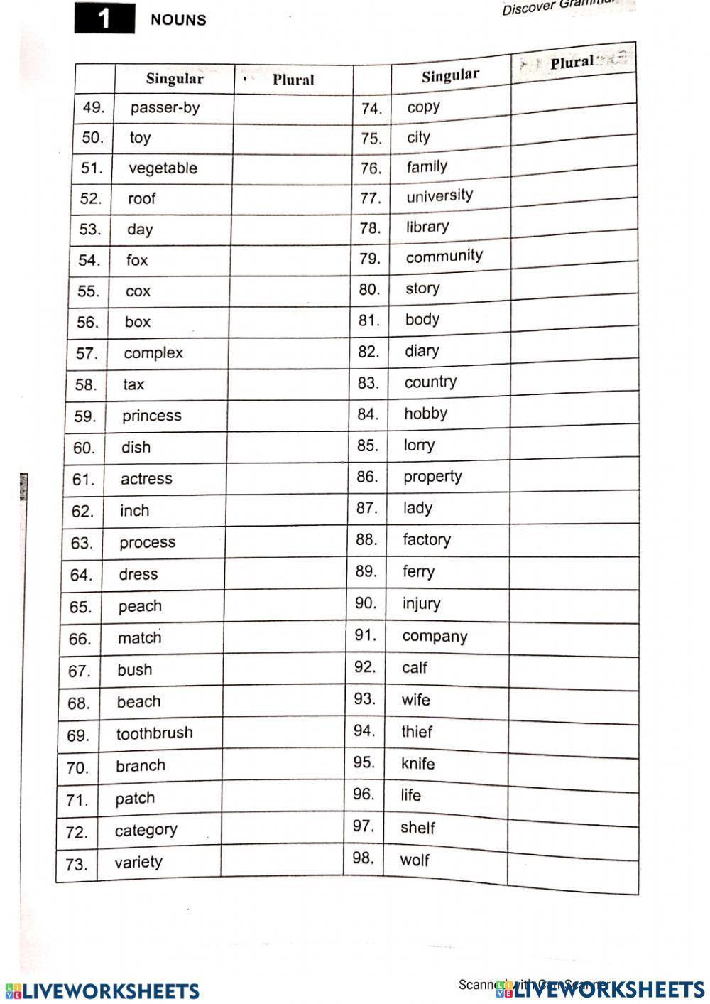 Regular plural nouns