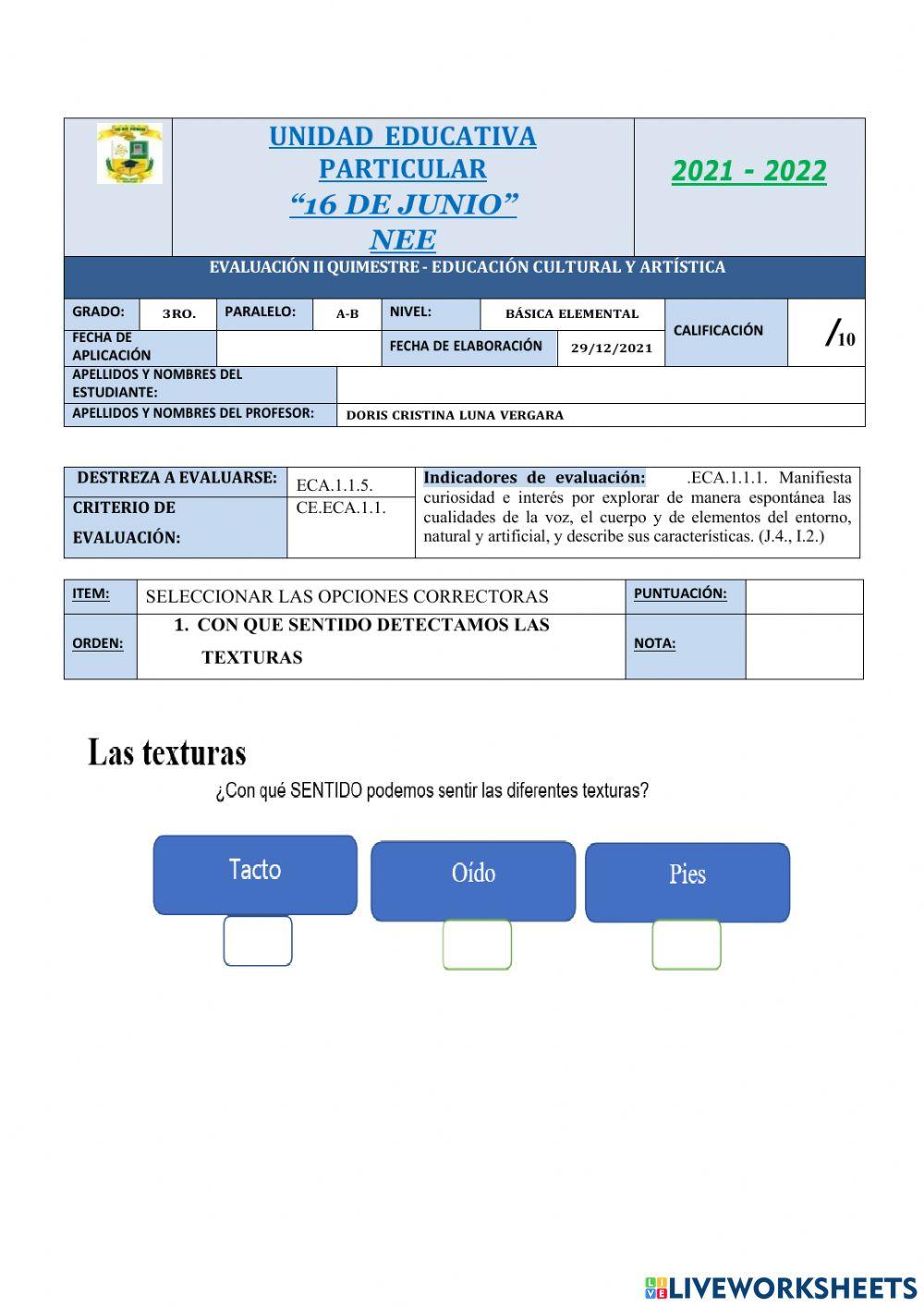 Evaluaciòn ii q 3ro nee