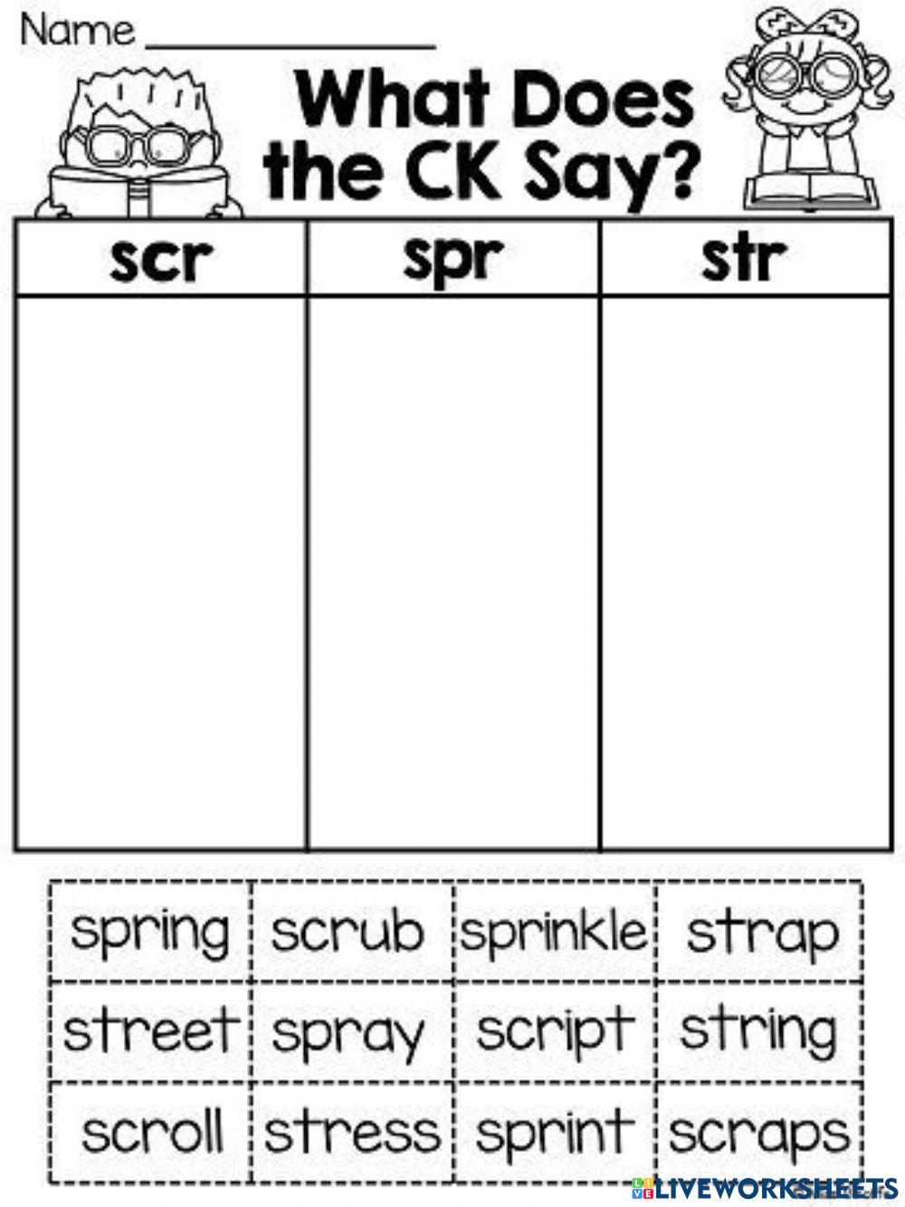 Scr spr str worksheet Live Worksheets Scr spr str worksheet Live Worksheets