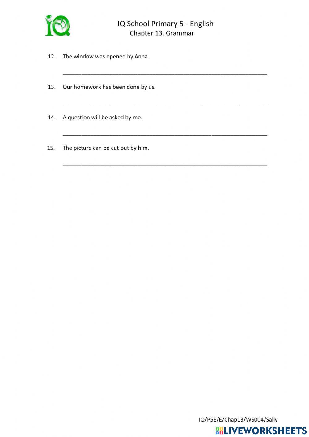 Chapter 13 - Change Passive to Active