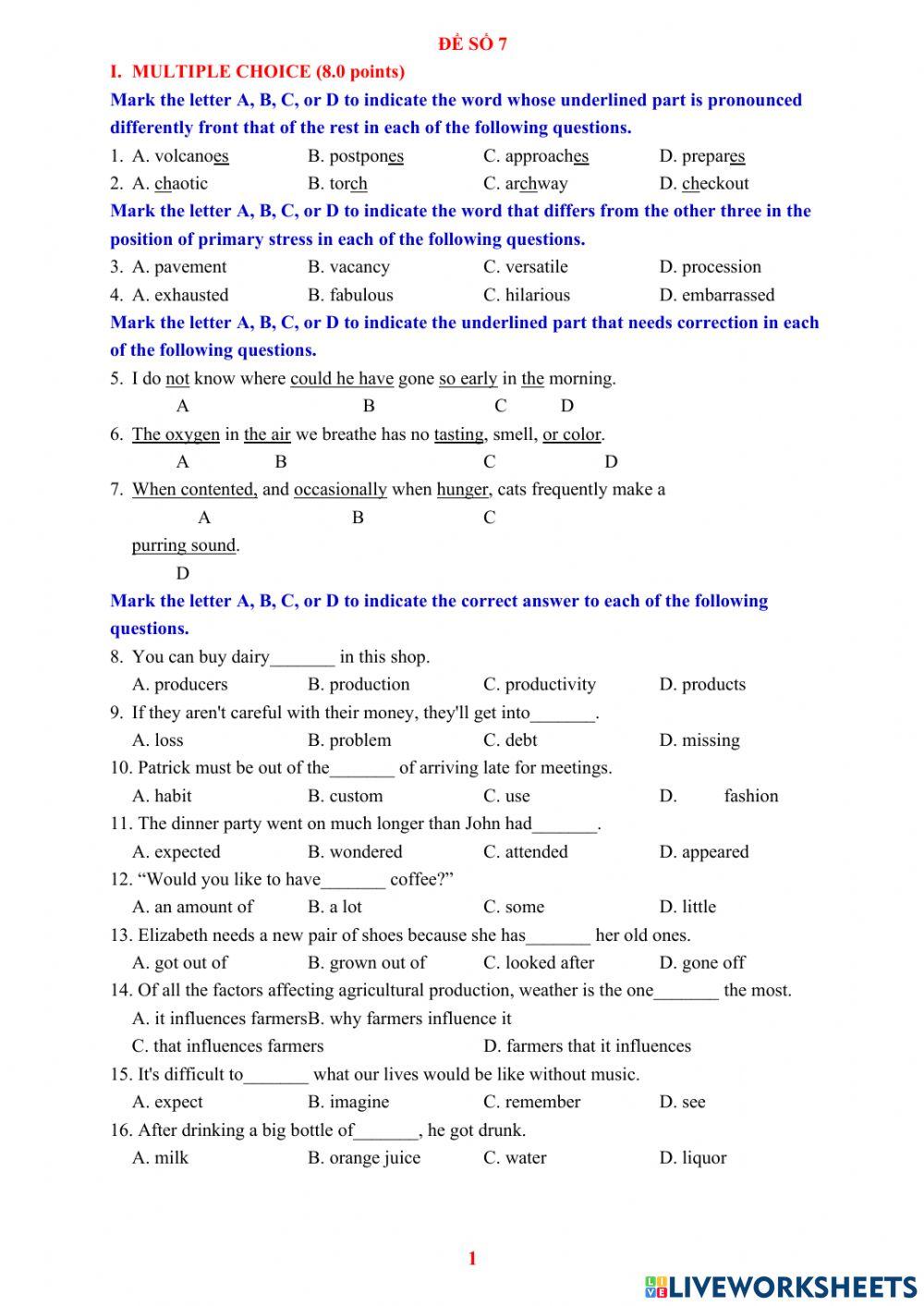 Đề số 7 ( Thi vào 10 )
