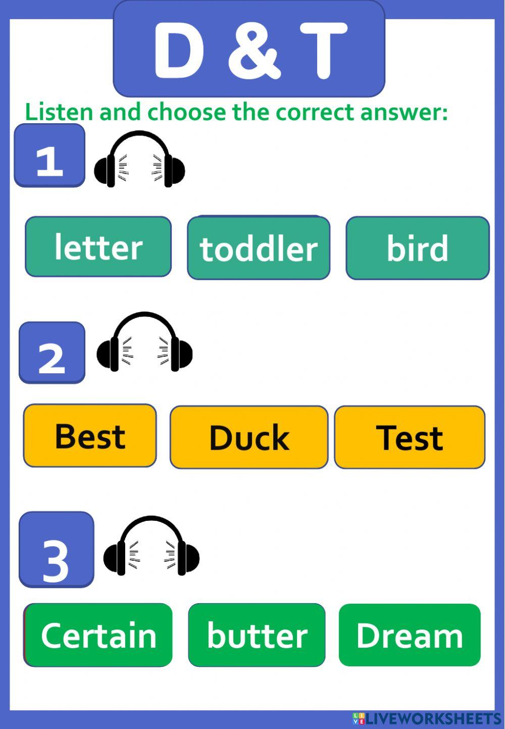Letters D & T exercise 2