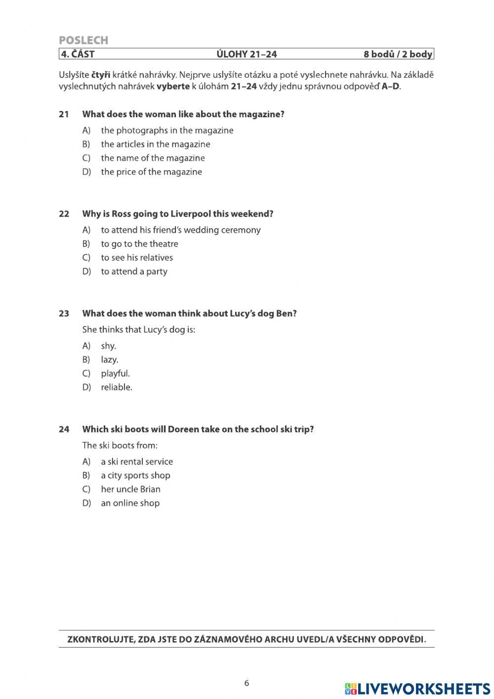 Maturita - listening