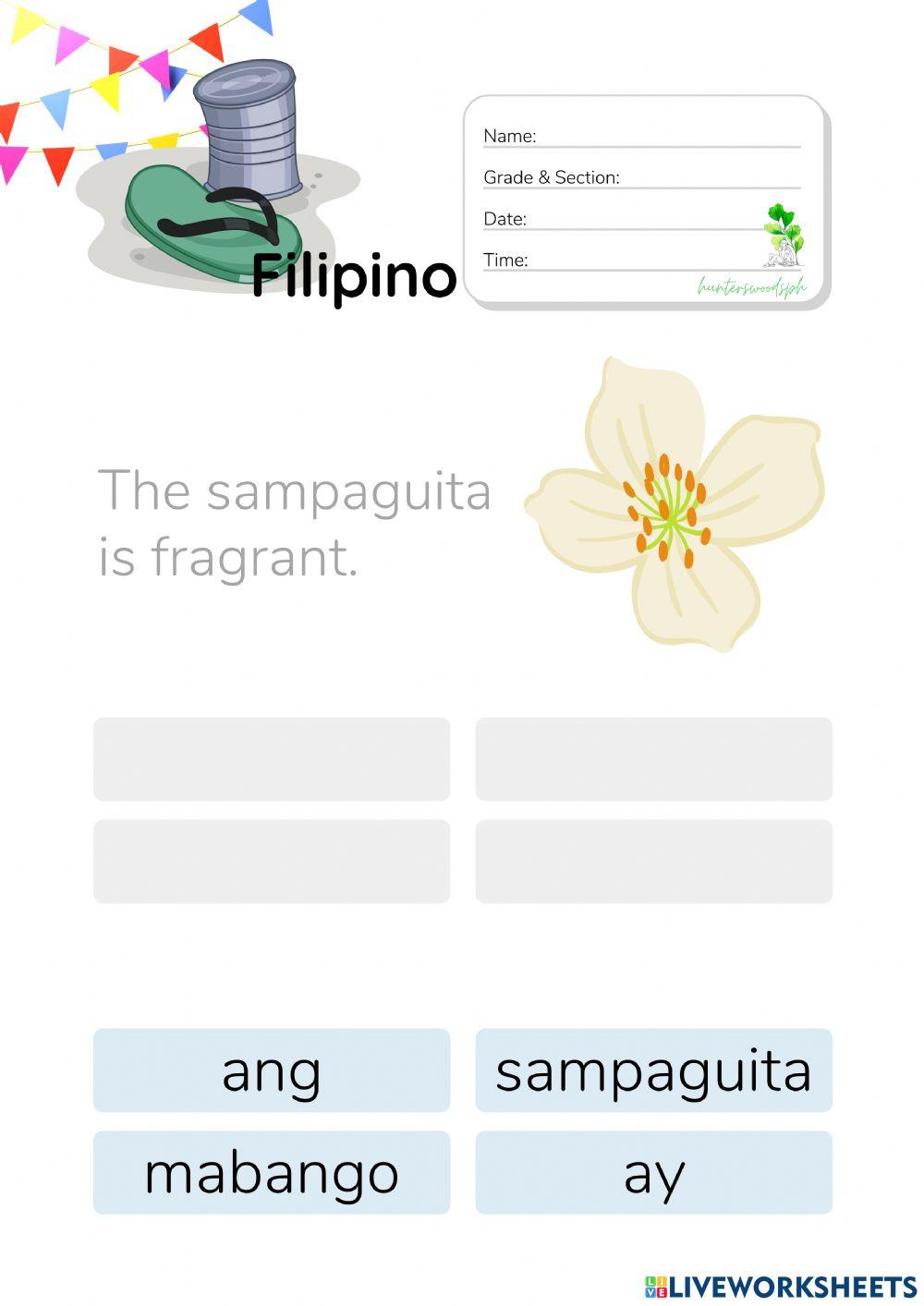 Pagbuo ng Simpleng Pangungusap - HuntersWoodsPH.com Worksheet