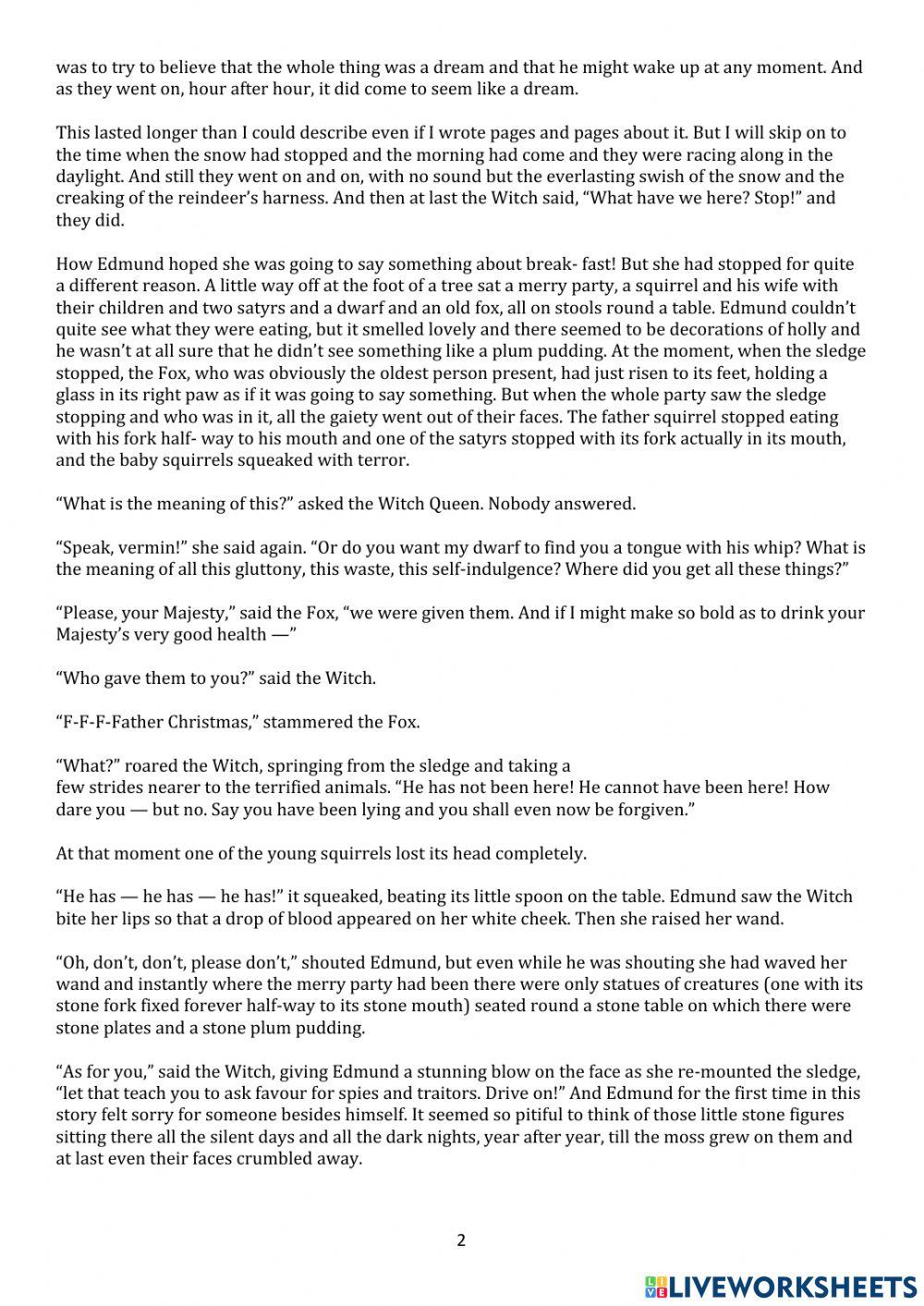 The Lion The Witch and the Wardrobe Chapter 11