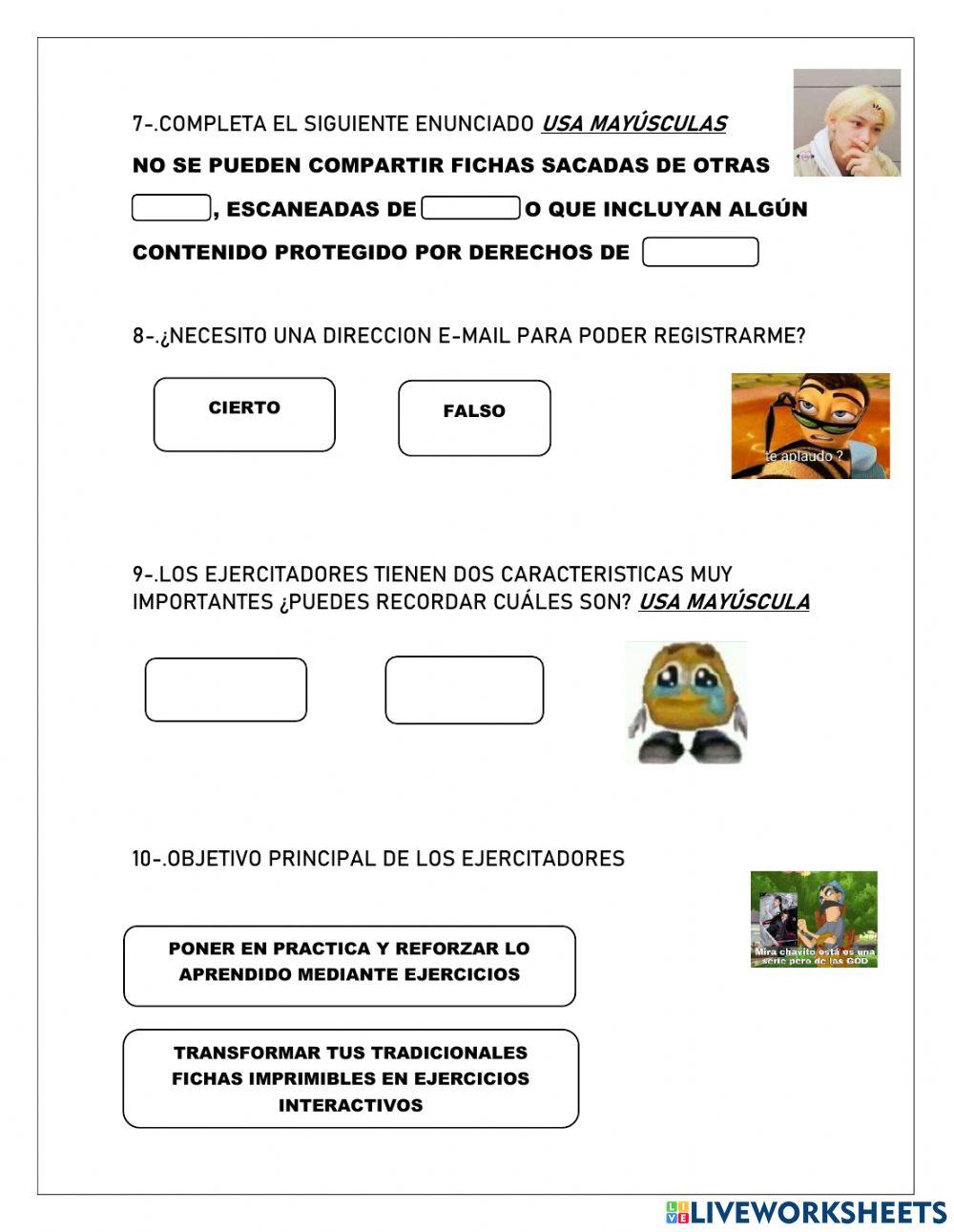 Ejercitador- liveworksheets