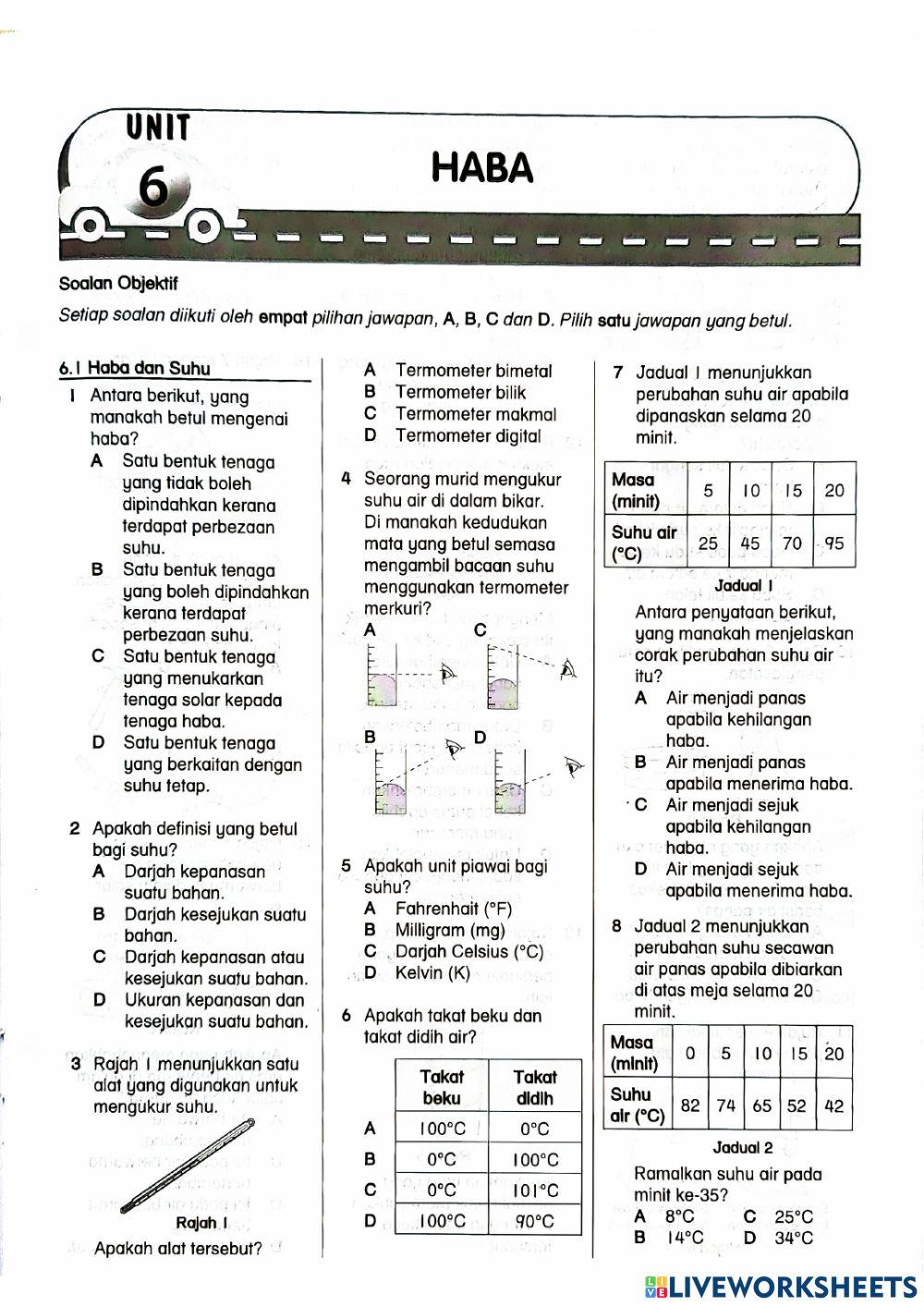 Ulangkaji Sains Tahun 5 - Unit 6 : Haba