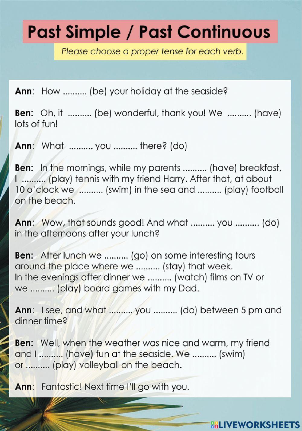 Past Simple or Past Continuous - A2