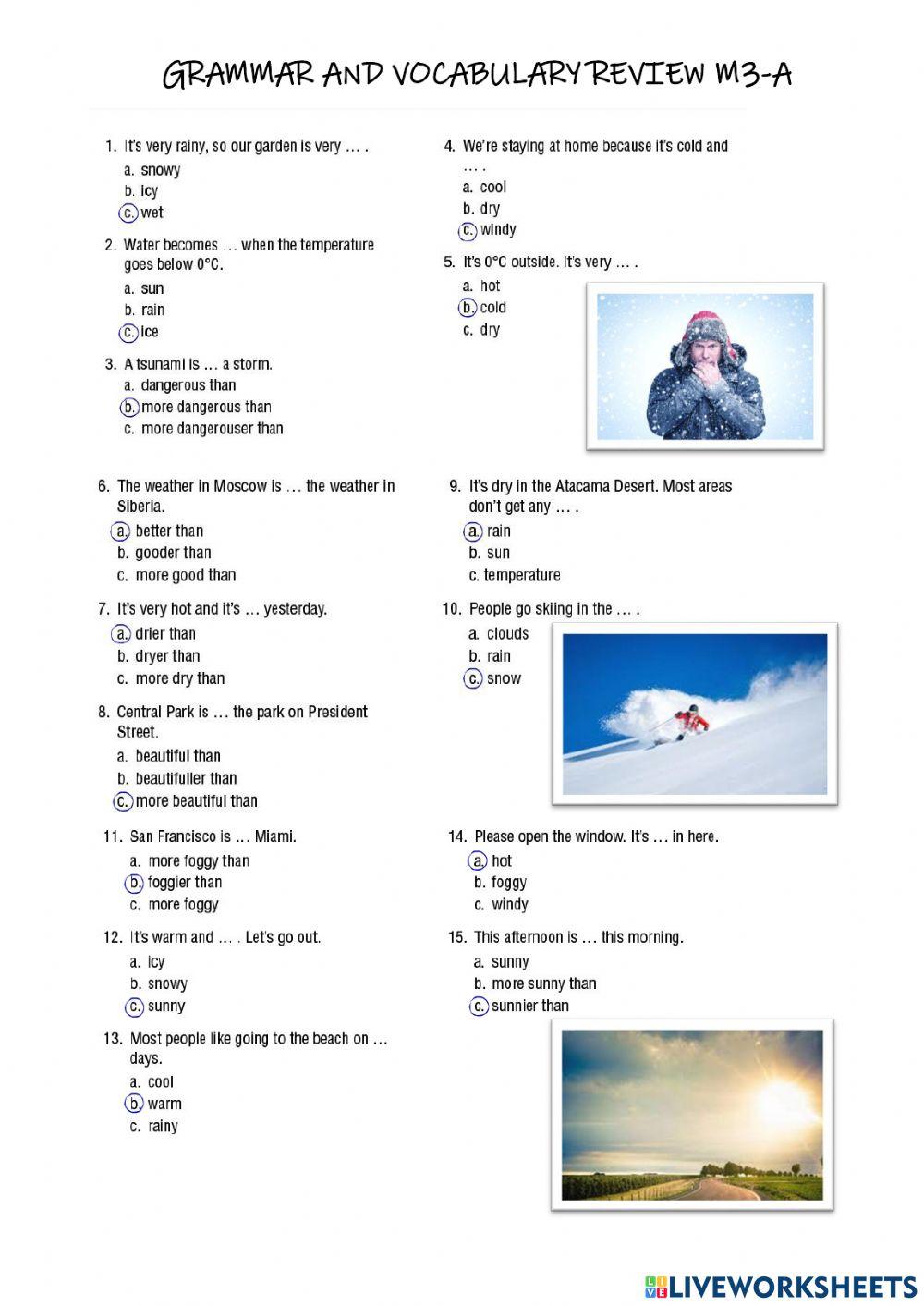 Grammar and vocabulary review M3A