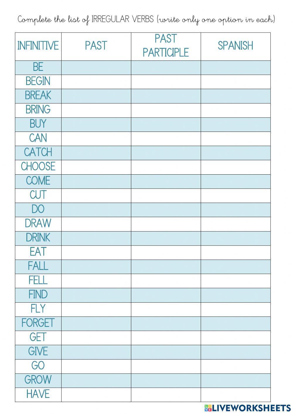 Irregular verbs