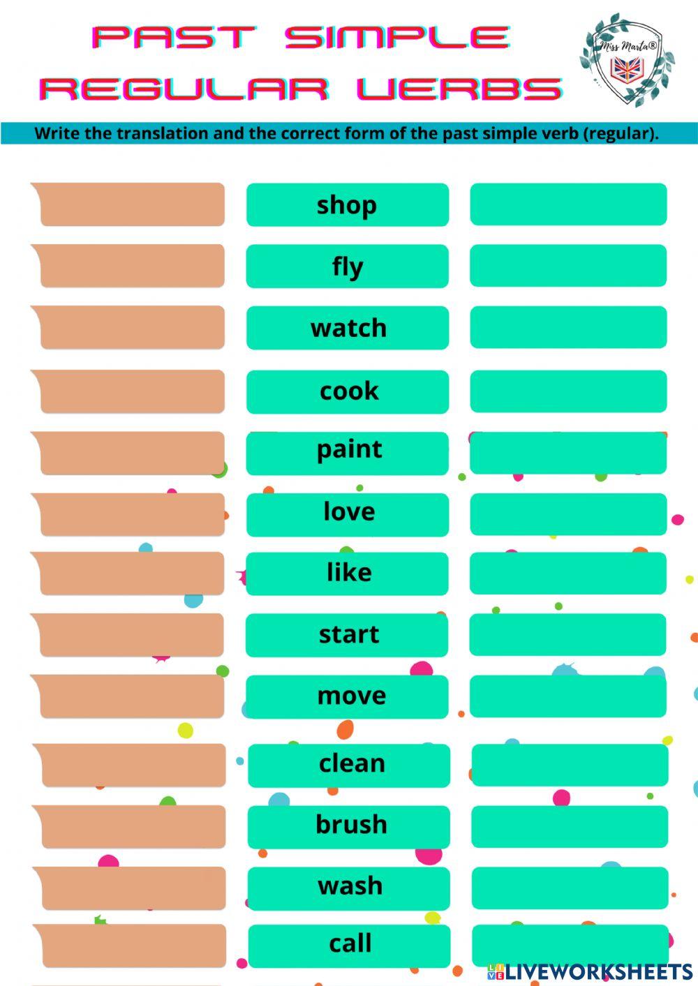 Past simple regular verbs with translation