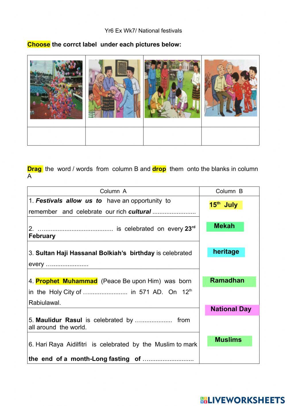 Yr6 EX Wk7 The National Festivals