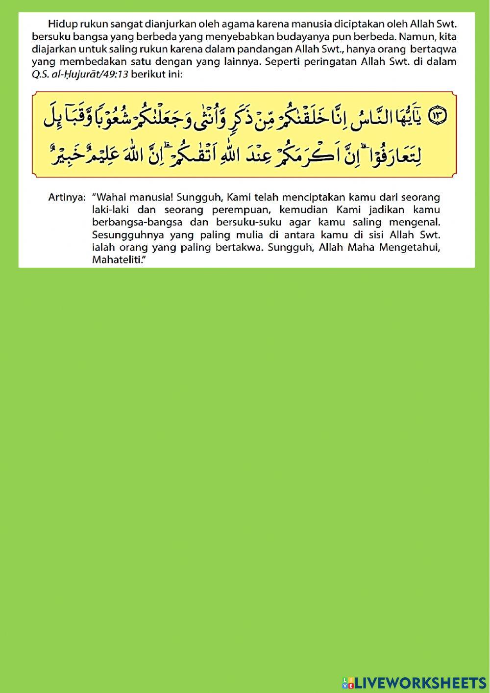 LKPD PAI BP Kelas 6 Pelajaran 8 dan 9