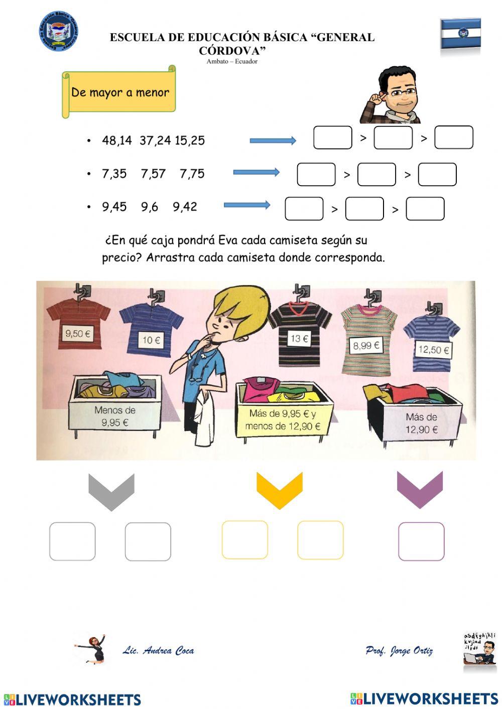 Comparación de números decimales