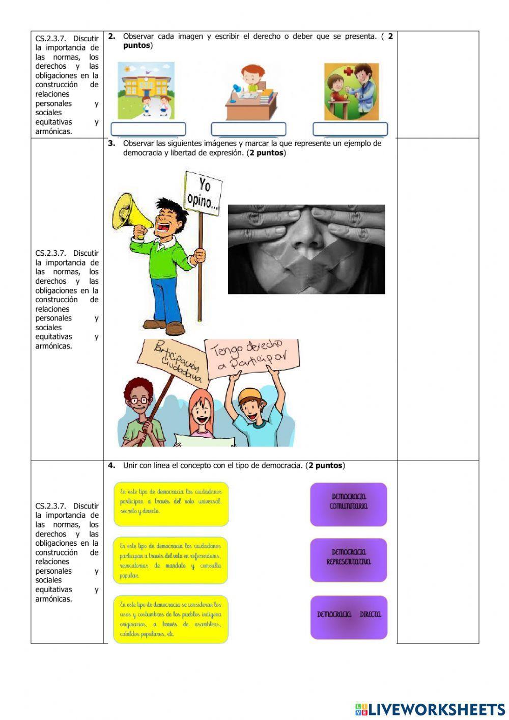 Evaluación de Estudios Sociales Cuarto del Tercer Parcial del Segundo Quimestre