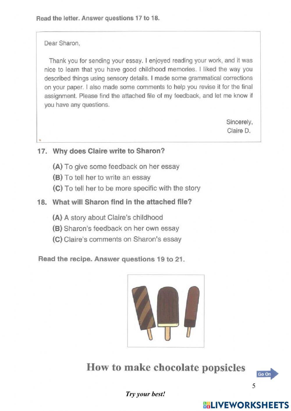 TOEFL PRIMARY PRACTISE TEST STEP 2-READING-MS AN
