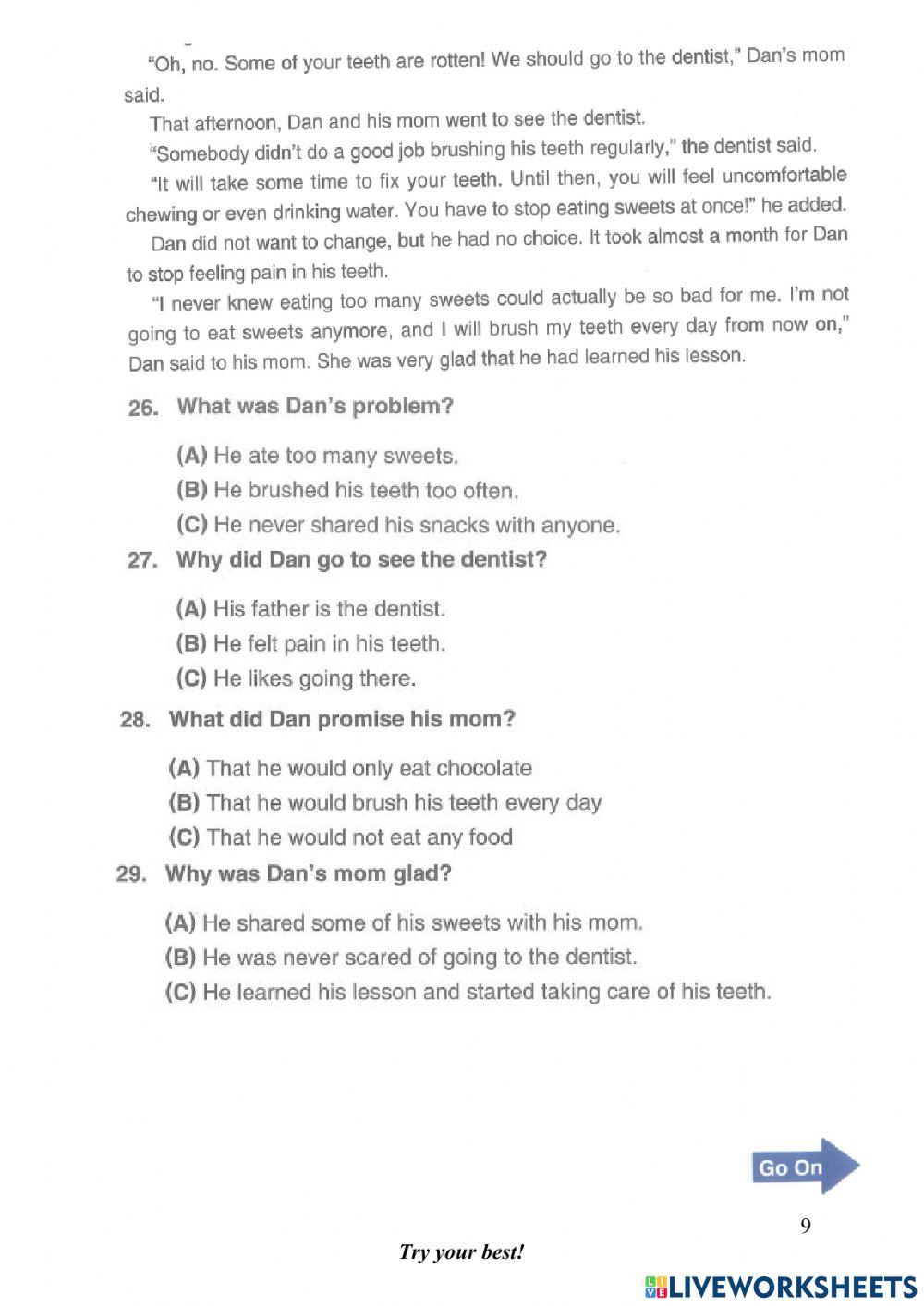 TOEFL PRIMARY PRACTISE TEST STEP 2-READING-MS AN