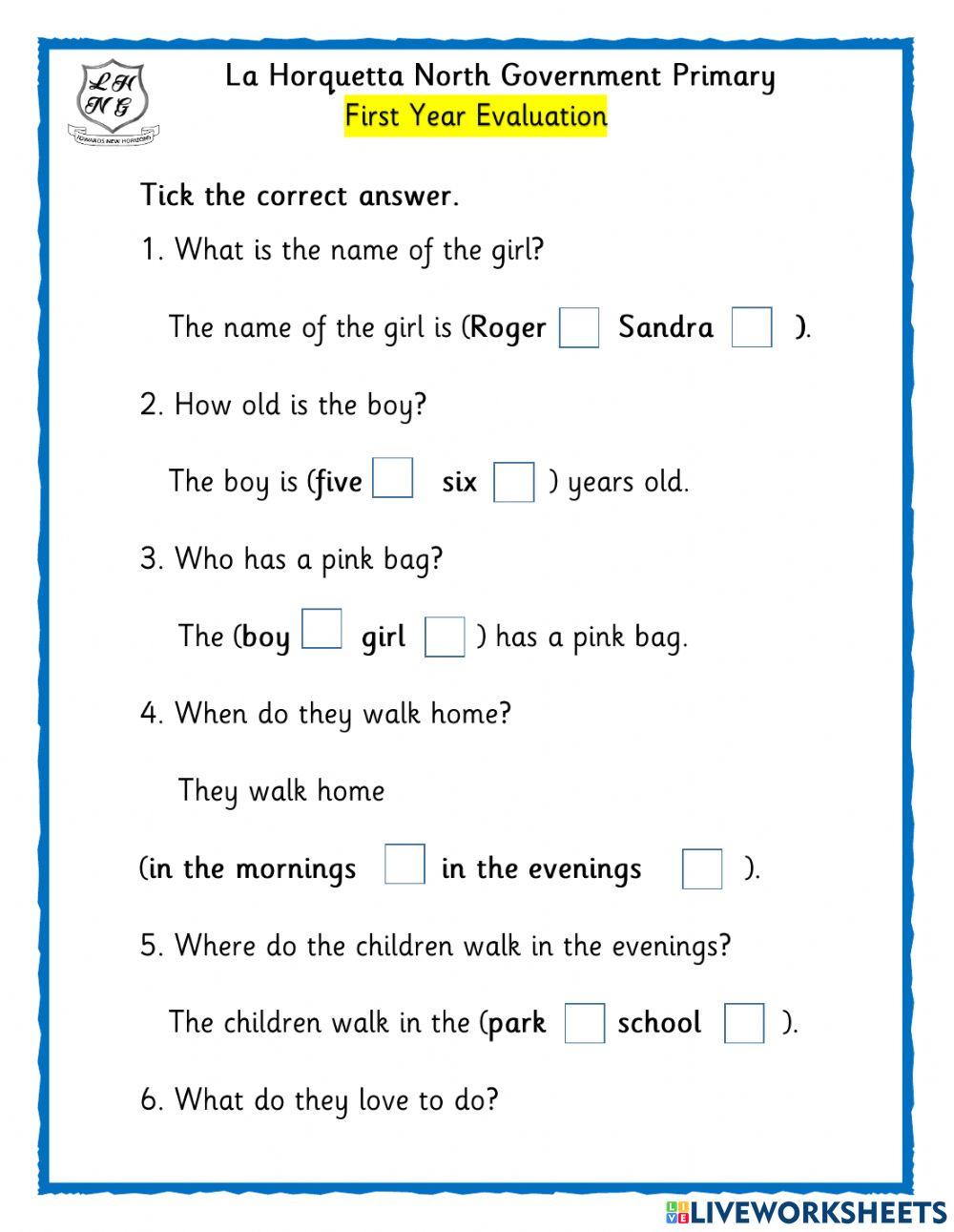 Comprehension Evaluation 3