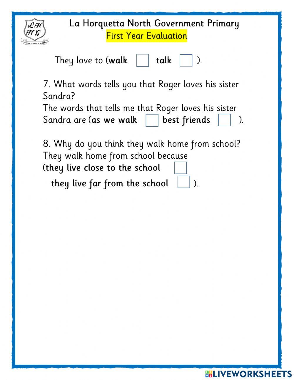 Comprehension Evaluation 3