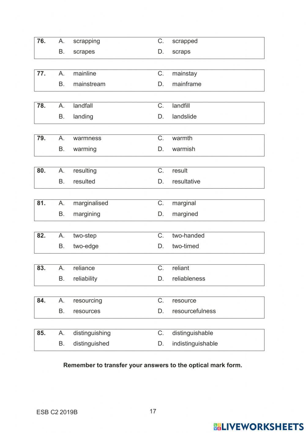 ESB C2 USE OF ENGLISH 2019B