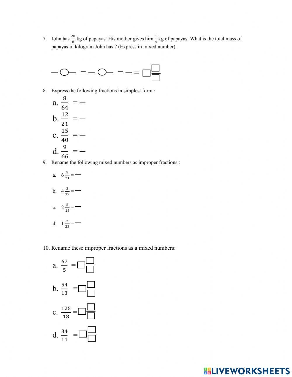 Fraction daily test 2