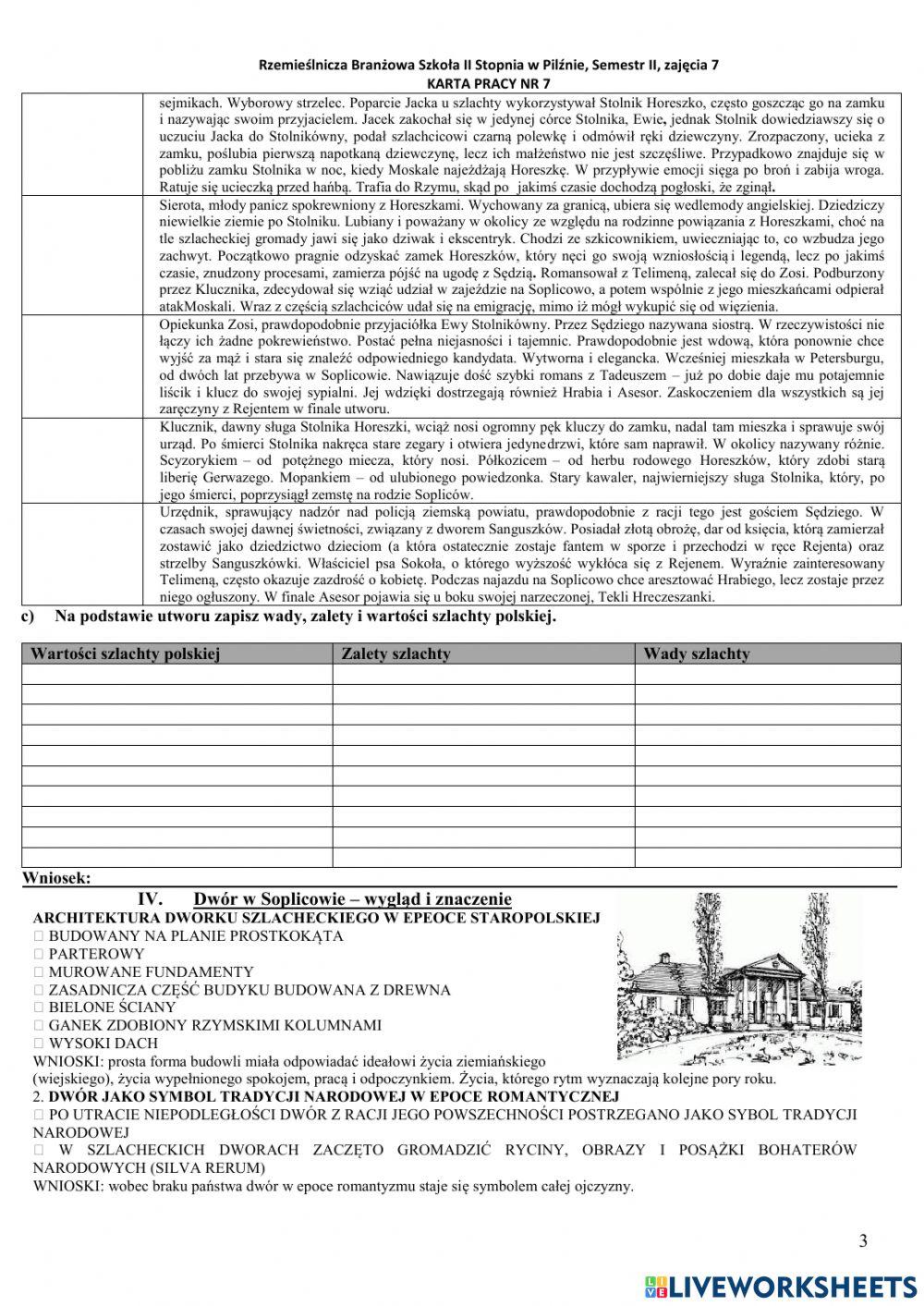 Rzemieślnicza Branżowa Szkoła II Stopnia w Pilźnie, semestr II, zajęcia 7