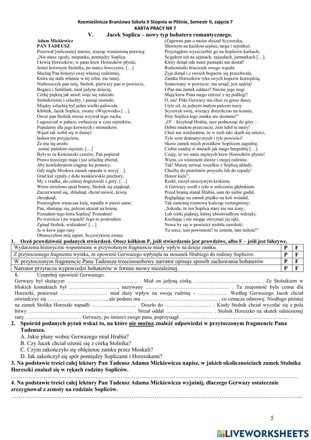 Rzemieślnicza Branżowa Szkoła II Stopnia w Pilźnie, semestr II, zajęcia 7