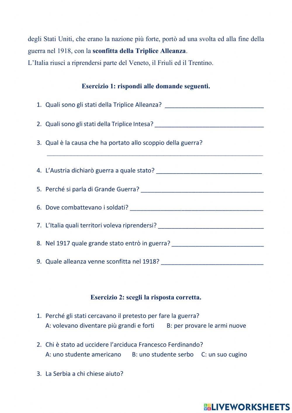 La Prima Guerra Mondiale