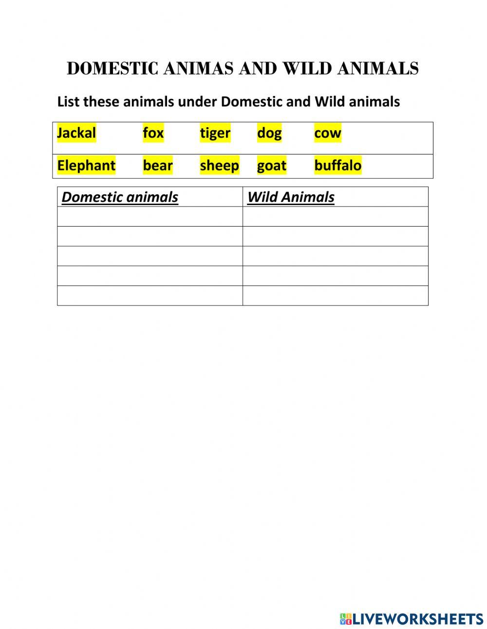 Domestic and wild animals