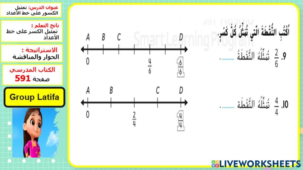 نشاط عملي : تمثيل الكسور على خط الأعداد المستوى 2