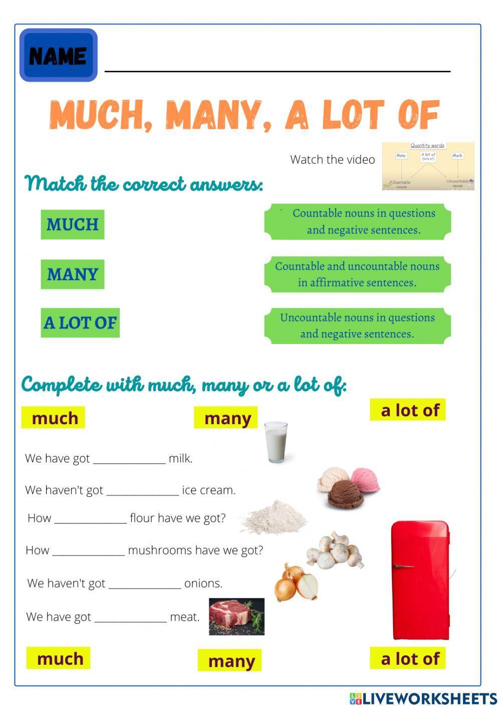 Much, many, a lot of