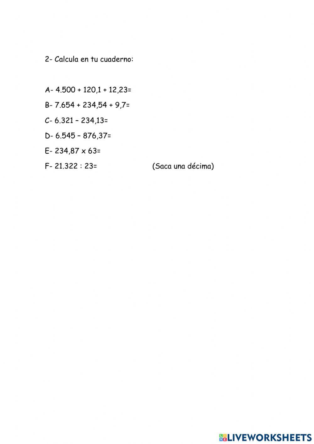 Calculo decimales y escalas