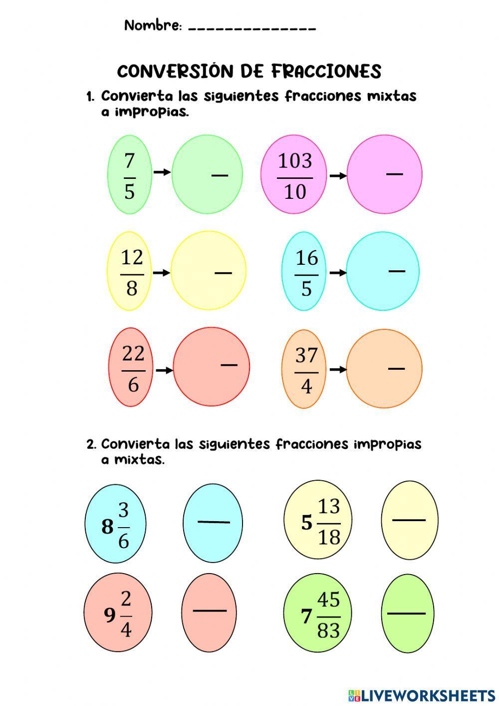Convertir fracciones
