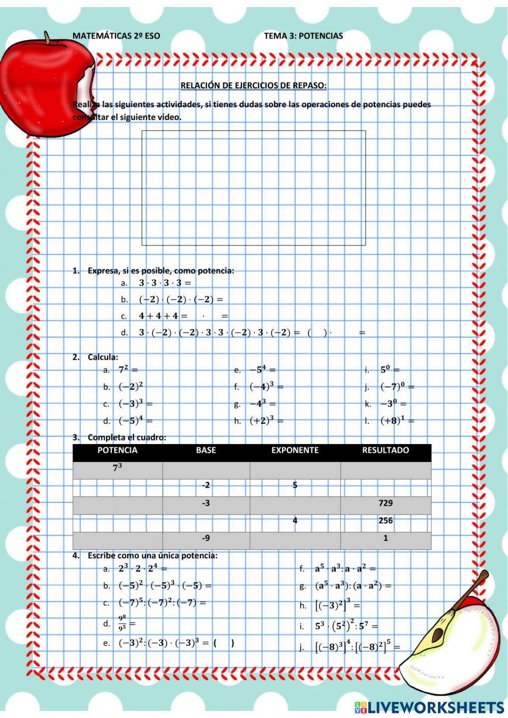 Repaso de potencias y propiedades