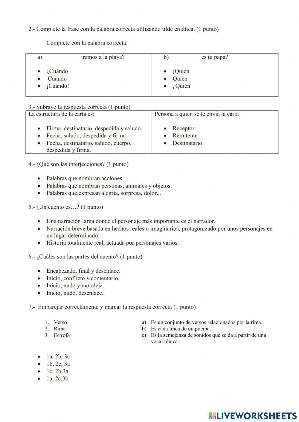 Examen Lengua y Literatura